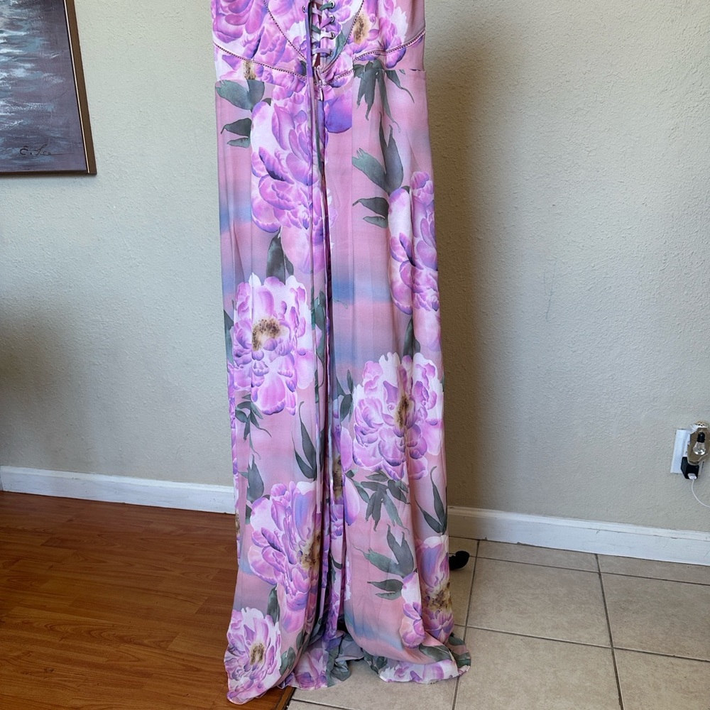 House‎ of CB ‘Seren Pink Floral Floral Lace Back Maxi Dress NWOT Size XL A-C - Picture 6 of 17